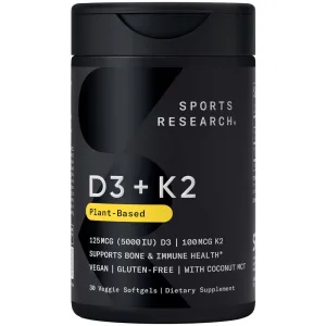 D3 + K@ 5000 IU -100 MCG - Sports Research